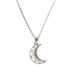 Pendant Necklace Silver Colour, Crescent Moon