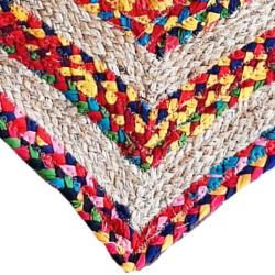 Rug/doormat, recycled cotton & jute heart multi coloured 45x60cm