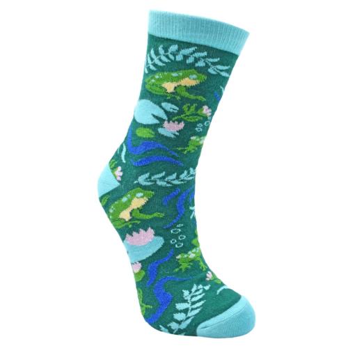 Bamboo Socks Frogs in Pond Shoe Size UK 3-7 Womens Fair Trade Eco