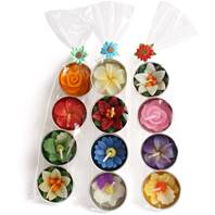 Scented t-lites, flowers pack of 4, assorted