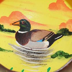 Coconut bowl, painted mallard