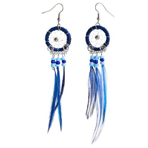Dreamcatcher earrings, blue