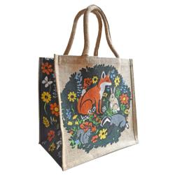 Jute shopping bag, British Animals 30x30cm
