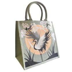 Jute shopping bag, Crane 30x30cm