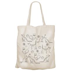 Tote Bag Recycled Cotton Cats 36 x 40cm