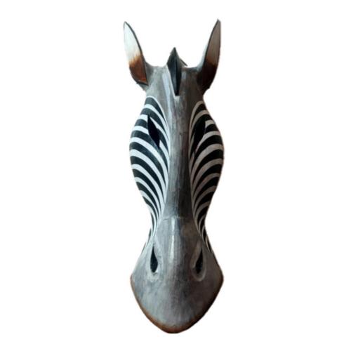 Mask Albesia Wood Zebra Black Stripes 30cm