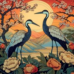 Greetings card "Cranes" 16x16cm