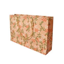 Gift Wrap Handmade Paper Floral Design on Pink 31 x 20 x 7.5cm