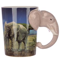 Ceramic Mug with Elephant Shaped Handle