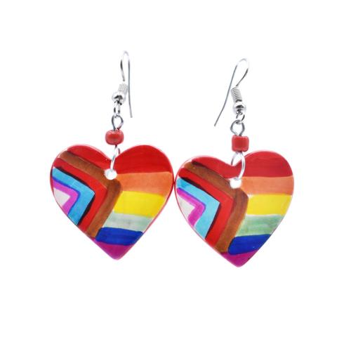 Earrings Rainbow Heart 2.8 x 2.3cm