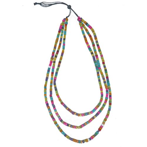 Necklace Handpainted Wooden Muticolour Tiny Beads