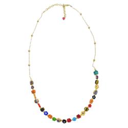 Necklace Recycled Cotton Beads + Flower Shapes