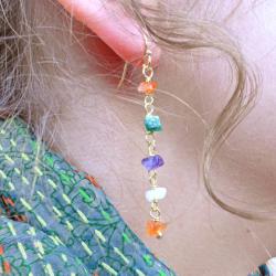 Earrings with Hanging Gemstones 1 x 5cm