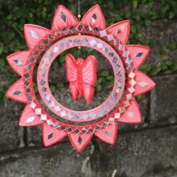 Mobile with Glass Tiles Pink Butterfly 21cm diameter