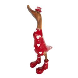 Duck Red with Hearts Bamboo Root 44cm