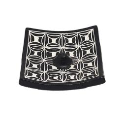 Incense Plate Terracotta Curved Black White