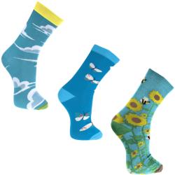 3 pairs of bamboo socks, clouds butterflies bees, Shoe size: UK 7-11, Euro 41-47