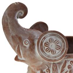 Terracotta planter elephant with trunk up 21x22x13cm