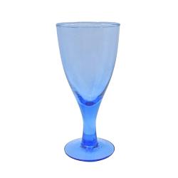 Single Wine Glass Recycled Glass Blue Tinted, 17.5cm height