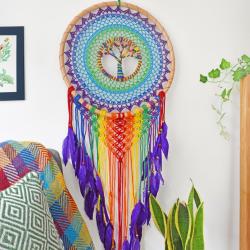 Dreamcatcher Rainbow Colours Tree of Life 45cm diameter