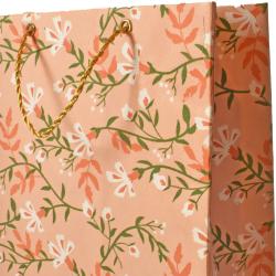 Gift Wrap Handmade Paper Floral Design on Pink 18 x 23 x 9cm