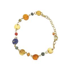Bracelet Recycled + Brass Round Beads 8cm