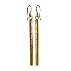 Earrings, Hammered Brass tube 5cm length