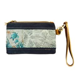 Purse / Pouch Canvas and Leather - Turtle 20x12.75cm