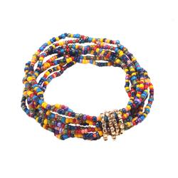 Bracelet 9 Strands Multicoloured Glass + Iron Beads