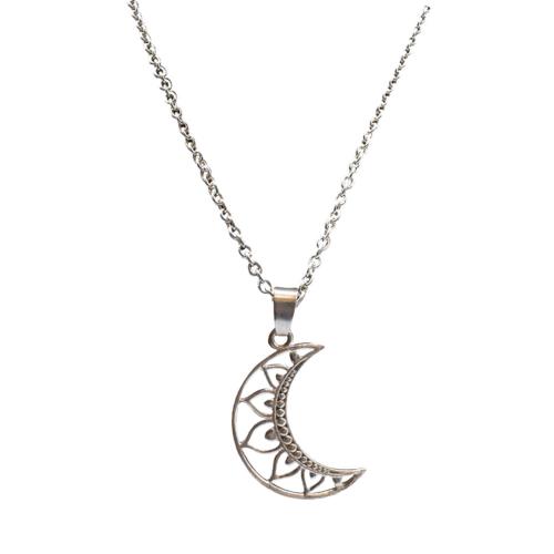 Pendant Necklace Silver Colour, Crescent Moon