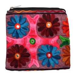 Zip purse/bag Kashmiri assorted colours 18x18cm
