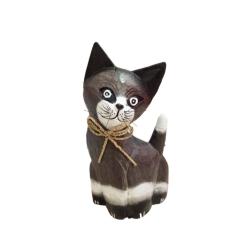 Brown Cat Albesia Wood 12x5x25cm