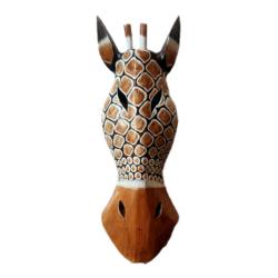 Mask Albesia Wood Giraffe Brown 30cm