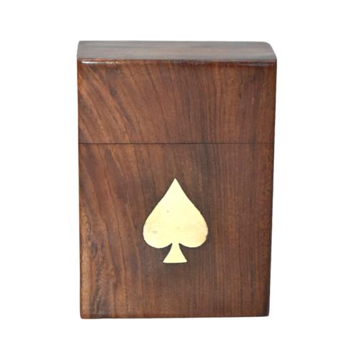 Playing Card Box Sheesham Wood Brass Inlay 17 x 12 x 6cm