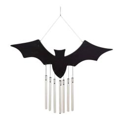 Chime Hanging With Bat, Metal and Albesia Wood