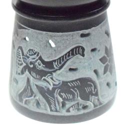 Oil burner palewa soapstone tapered shape elephant pattern 6.5x8.5cm