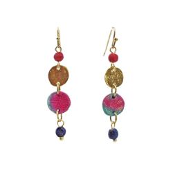 Earrings Recycled Drop 4 Beads 5cm