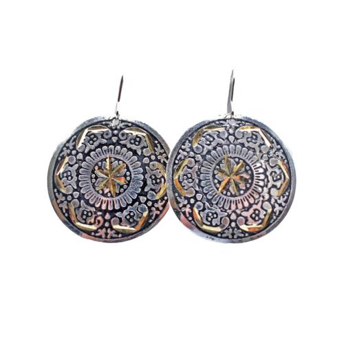 Earrings Round Star in Centre 3cm diameter