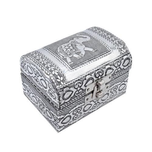 Jewellery / Trinket Mini Trunk Box Aluminium, Elephant 9x6x6.5cm