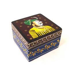 Jewellery / Trinket Box Painted Mango Wood, Man with Turban 10 x 10 x 6cm