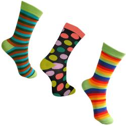 3 pairs of bamboo socks, stripes & polka dots, Shoe size: UK 3-7, Euro 36-41