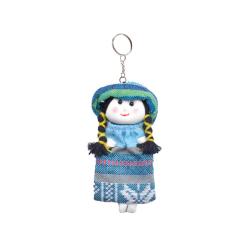 Crochet Keyring Vietnam Doll Blue Hat