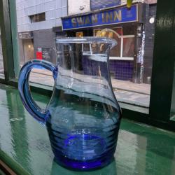 Jug Recycled Glass Blue Tinted, 21cm height