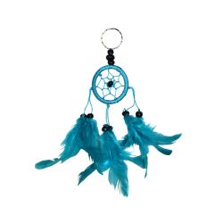 Small dreamcatcher - keyring or decorative hanging, 4.5cm diameter turquoise