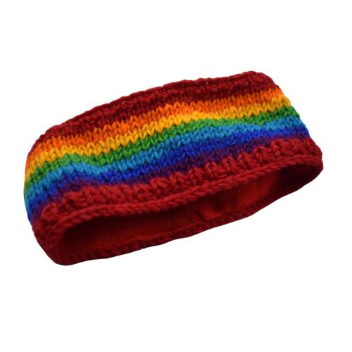 Rainbow knitted woollen headband / headwarmer