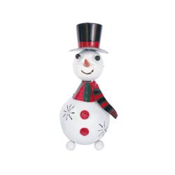 Snowman with Top Hat Metal 8x8x15cm