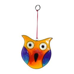 Suncatcher owl assorted colours, 8 x 7.5cm