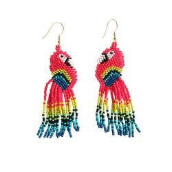 Earrings Small Beads Parrot Multicoloured 2.5 x 10cm 