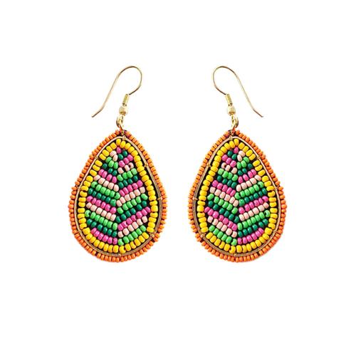 Earrings Small Beads Teardrop Multicoloured 3 x 6cm 