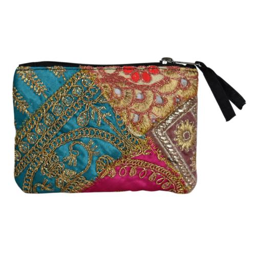 Purse, Recycled Patchwork Saris, assorted colours 15 x 10cm